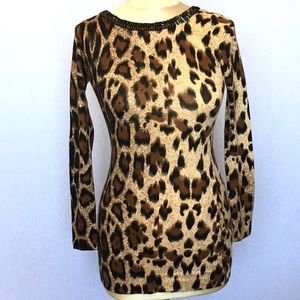 INC Leopard Sweater with Beaded Collar